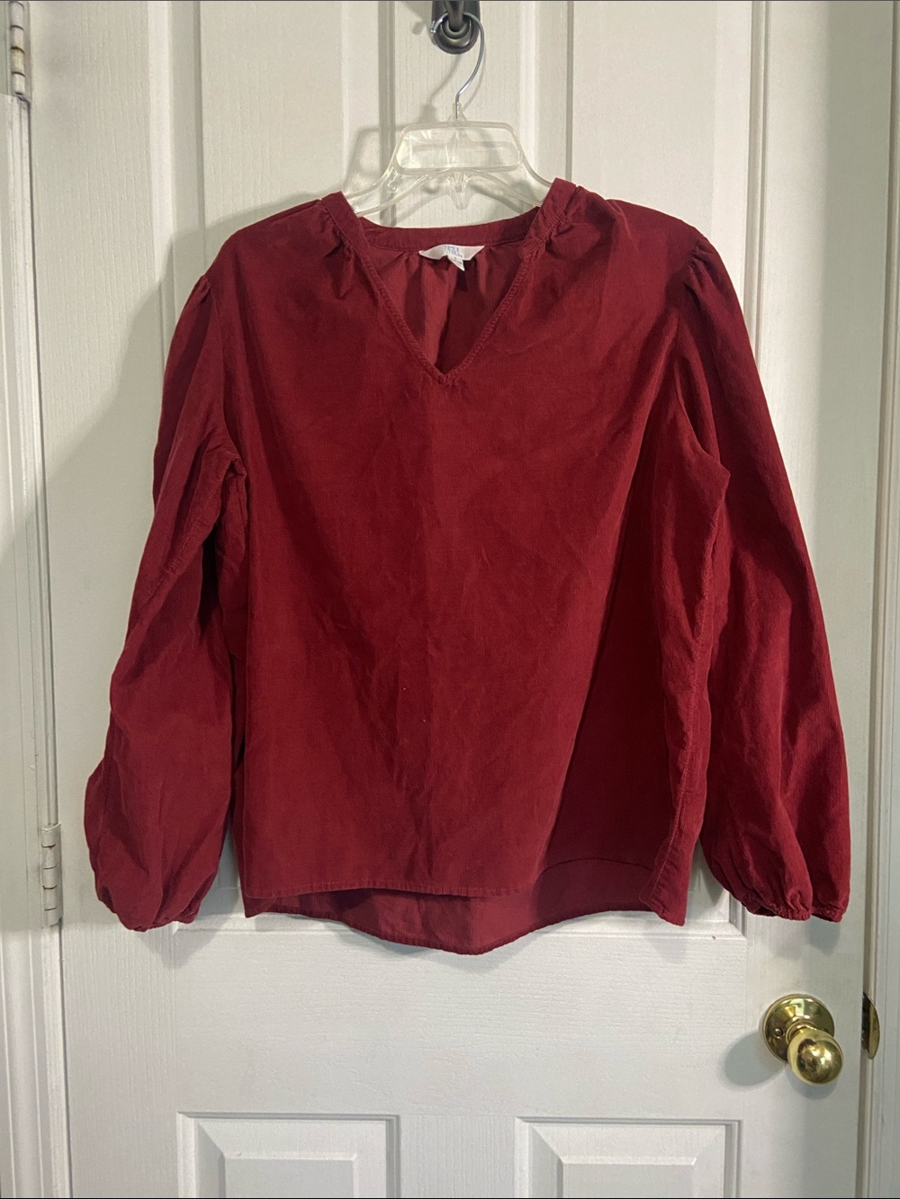 Time and Tru Burgundy V-Neck Long Sleeve Blouse